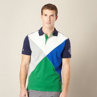 Nautica Dark blue cut and sew pieced polo shirt