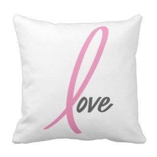 Pink Ribbon Love breast cancer polkadot pillow