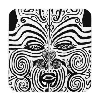 Ancient Maori Tribal Tattoo New Zealand Drink Coasters