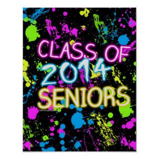 Neon Graffiti Class of 2014 Seniors Graduation Print