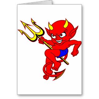 Cartoon Red Devil Card