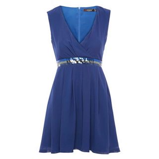 Jasmine Blue wrap dress with sequin waist