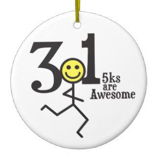 5ks are Awesome   3.1 Smiley Face as the Point Christmas Ornaments