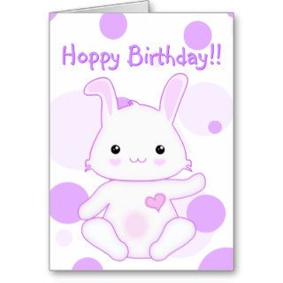 Cute Kawaii Bunny Rabbit Hoppy Birthday Card