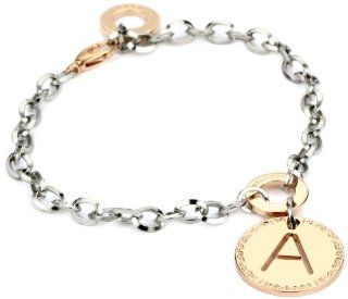 Rebecca "Word" Rose Gold Over Bronze Letter "A" Bracelet Link Charm Bracelets Jewelry