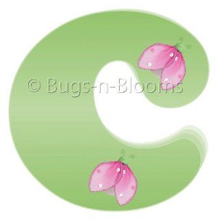 "c" Green Pink Ladybug Alphabet Letter Name Wall Sticker   Decal Letters for Children's, Nursery & Baby's Room Decor, Baby Name Wall Letters, Girls Bedroom Wall Letter Decorations, Child's Names. Ladybugs Lady Bug Mural Walls Deca