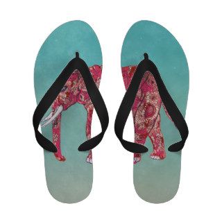 Whimsical Colorful Elephant Tribal Floral Paisley Flip Flops