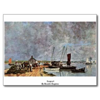 Seaport By Boudin Eugène Post Cards
