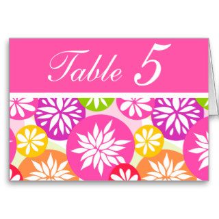 Cute pink and orange flower Table Number Card 