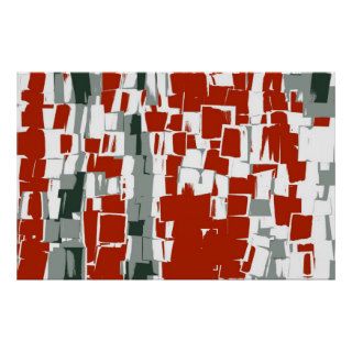 Red White Black Retro Painting Abstract Art Posters