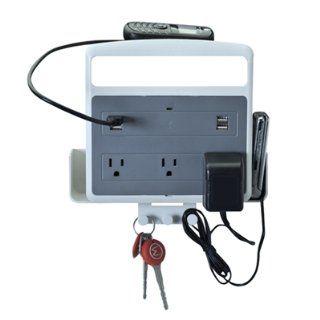 Wiremold PX1002 Wall Mount USB Multi Outlet Charging Center For Mobile Devices, White/Silver   Power Strips And Multi Outlets  