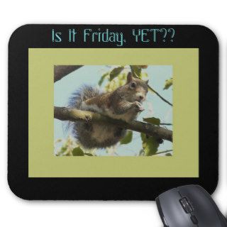 Is It Friday, Yet? Funny Squirrel on branch Mousepads