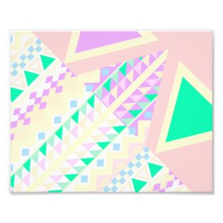 Pink Turquoise Triangles Abstract Aztec Pattern Photo Print