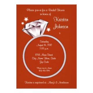 Diamond Ring Bridal Shower Invitation persimmon
