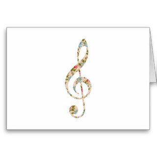 Whimsical cute girly floral retro music Note Greeting Cards