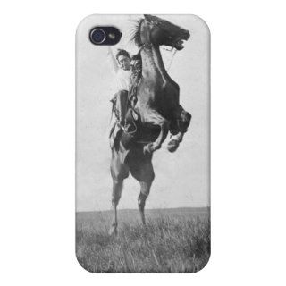 Cowboy Rides Bronco Rising on its Hing Legs iPhone 4/4S Case
