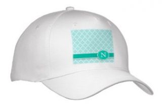 InspirationzStore Monograms   Personalized letter N aqua blue quatrefoil pattern Teal turquoise mint monogrammed personal initial   Caps   Adult Baseball Cap Clothing