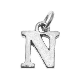 Sterling Silver Initial Letter "N" Alphabet Charm 15mm (1)
