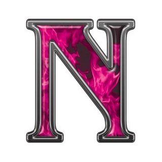 Reflective Letter N with Inferno Pink Flames   24" h   REFLECTIVE 