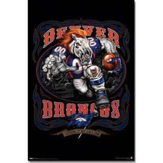 Denver Broncos Mascot, Grinding It Out Since 1960 Sports Poster Print   22x34 custom fit with RichAndFramous Black 22 inch Poster Hangers   Sports Fan Prints And Posters