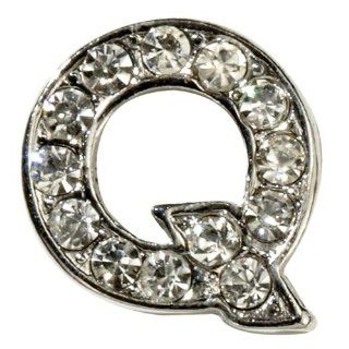 Sugar N Vine Ice Crystal Covered Alphabet Letter "Q" Slide Charm   Works with Slider Style Buckle Charm Bracelets Jewelry