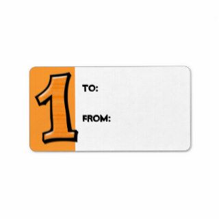 Silly Numbers 1 orange white Gift Tag Address Label
