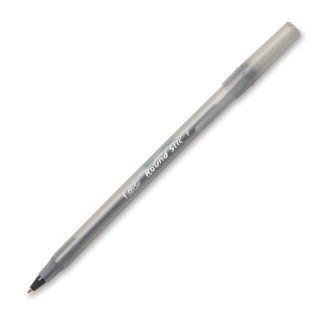 BIC Round Stic Ball Pen, Fine Point, 0.8mm, Black, 12 Pens (GSF11 Blk)  Ballpoint Stick Pens 