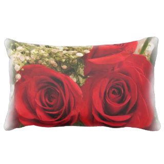Red Roses and Baby's Breath lumbar pillow