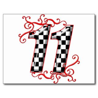 auto racing number 11 post card