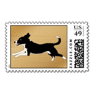 Cartoon Dog Running Postage Stamps