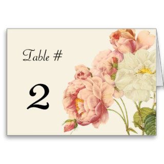 Chic Vintage Roses Wedding Table Number Greeting Card