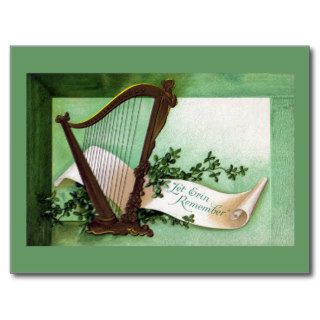 Irish Harp Vintage St. Patrick's Day Postcards