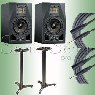 ADAM A3X Active Tabletop Studio Monitors Nearfield 2 Way With Mogami Gold Cables and Ultimate MS9036 36" Dual Channel Electronics