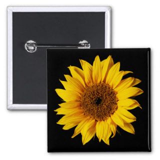 Sunflower Yellow on Black   Customized Sun Flowers Buttons