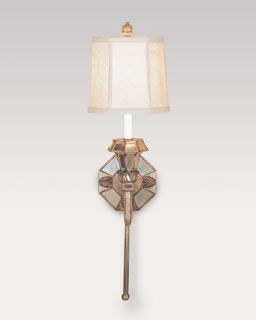 Mirrored Sconce with Linen Shade