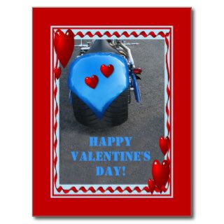 Cool Blue Motorcycle Fender Valentine's Day Card. Postcard