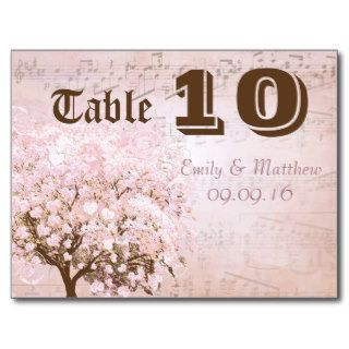 Pink and Brown Heart Leaf Tree Table Number Post Card