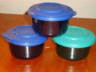Tupperware Acrylic Preludio Bowls in Jewel Tones Sapphire & Emerald x3  Food Savers  