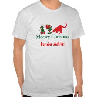 Merry Meewy Kitty Cat Christmas Tee Shirts