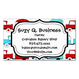 Retro Camping Trailer Turquoise Red Vintage Cars Business Card Templates