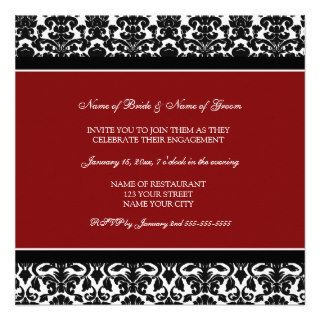 Red Damask Engagement Party Invitations