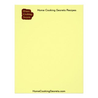 Home Cooking Secrets Recipe Stationary Letterhead