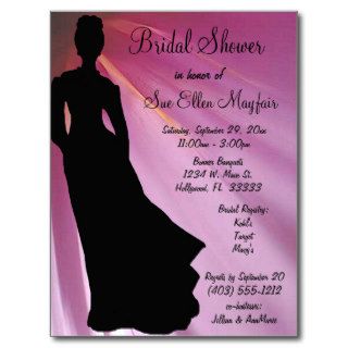 Black Silhouette Bride Pink Floral Background Post Cards