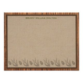 Lodge Style Personalized Flat Note Cards   Wood