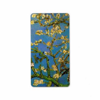 Van Gogh; Blossoming Almond Tree, Vintage Flowers Custom Address Label