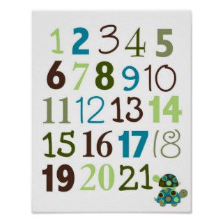 Modern Stacked Turtle Number Nursery Wall Art Poster
