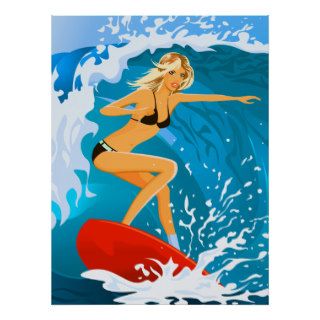 Tanned Surfer Girl Poster