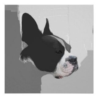 Abstract Boston Terrier Wall Art Posters