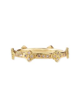 18k Yellow Gold Stackable Ring with Diamond Cravelli Crosses   Armenta   Gold