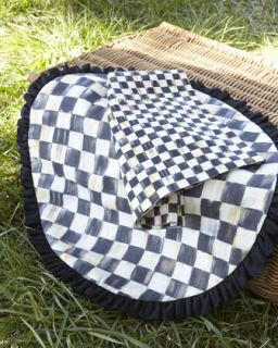 Courtly Check Round Placemat with Black Ruffle   MacKenzie Childs